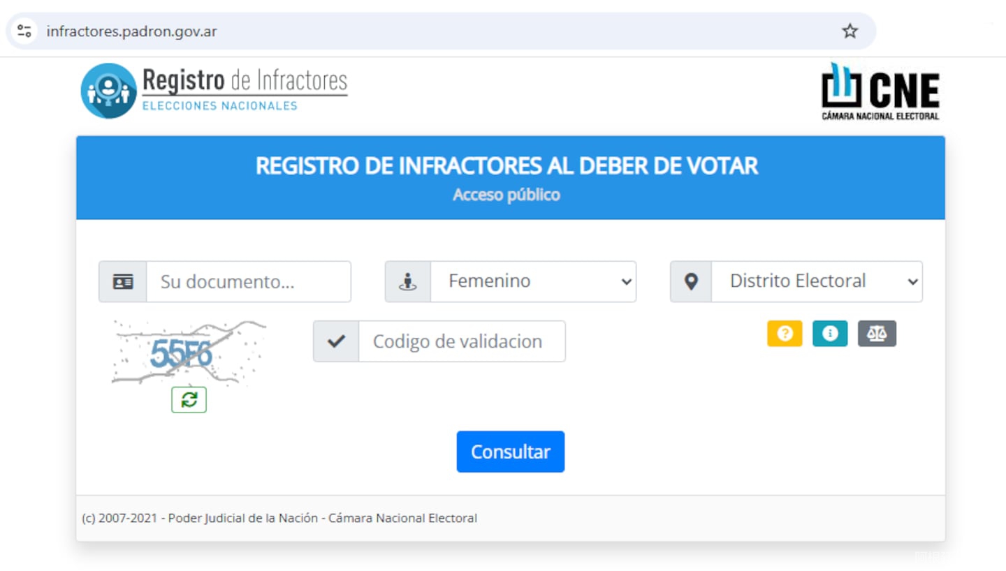 asi-es-la-pagina-oficial-de-la-camara-nacional-electoral-para-verificar-las-infracciones-captura-cne-ALUJV7NXB5CS5L33E3YO2U7JZY